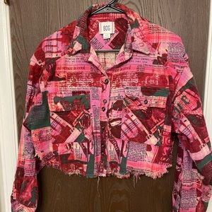 Urban Outfitters BDG graffiti button up crop top